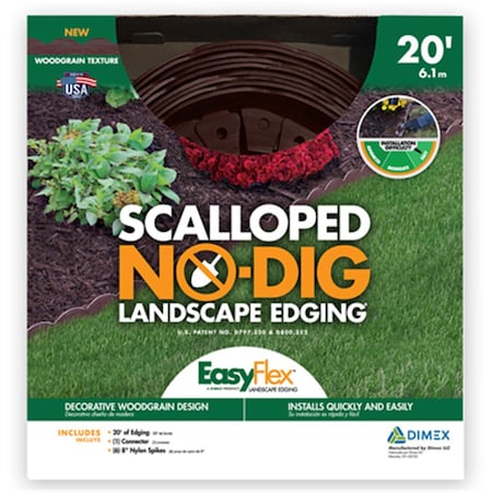 Dimex 20 in. Decorative Landscape Edging Kit without Dig, Embossed Brown DI571844